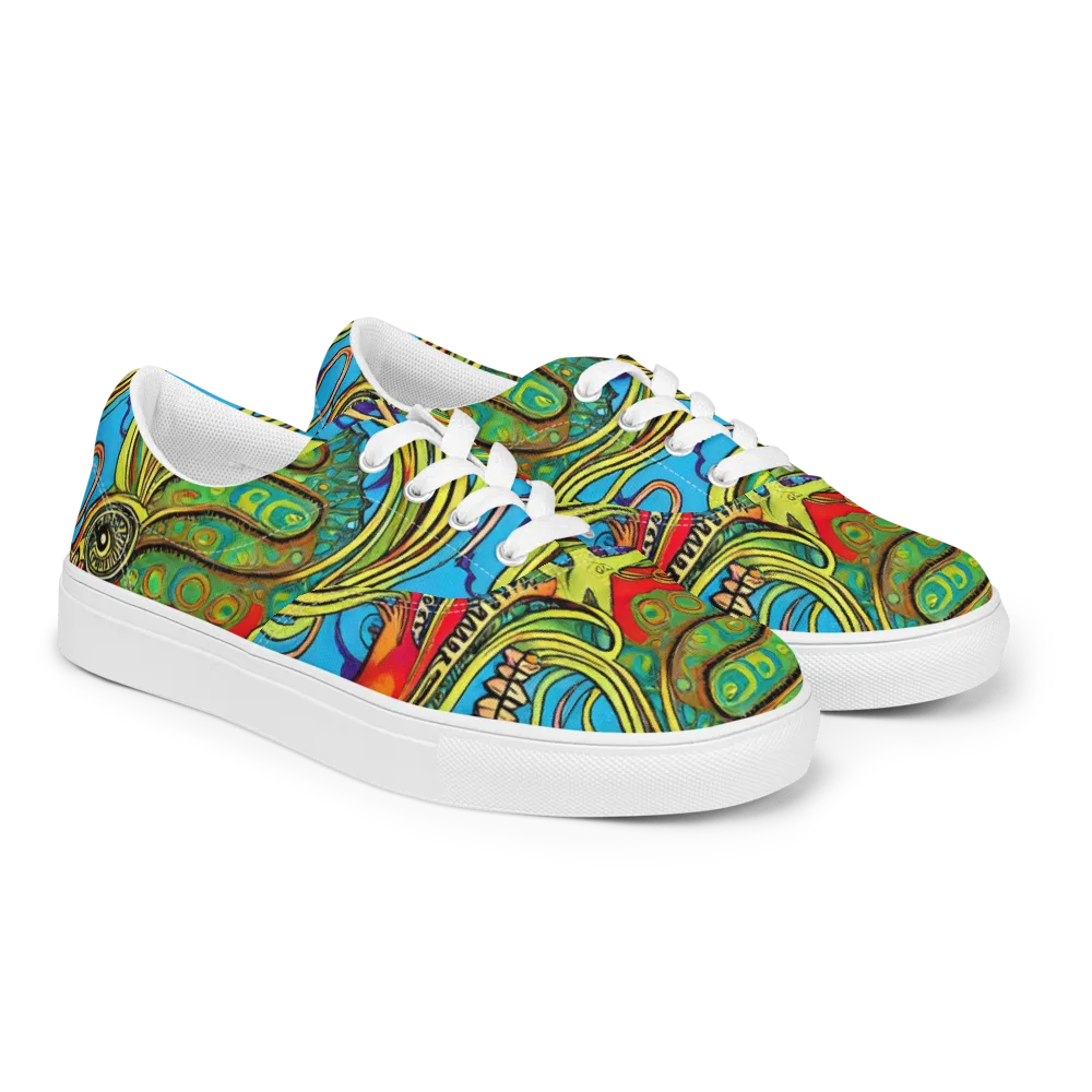 Psychedelic, Ettore Tito on Men's Lace-Up Canvas Shoes — Right Front