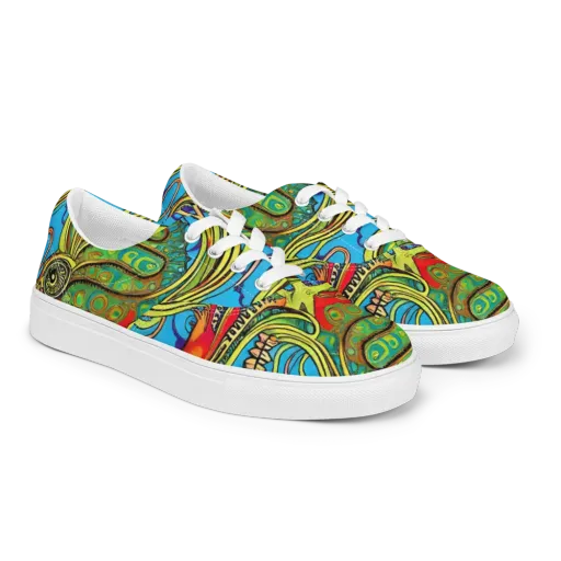 Psychedelic, Ettore Tito on a Men's Lace-Up Canvas Shoes