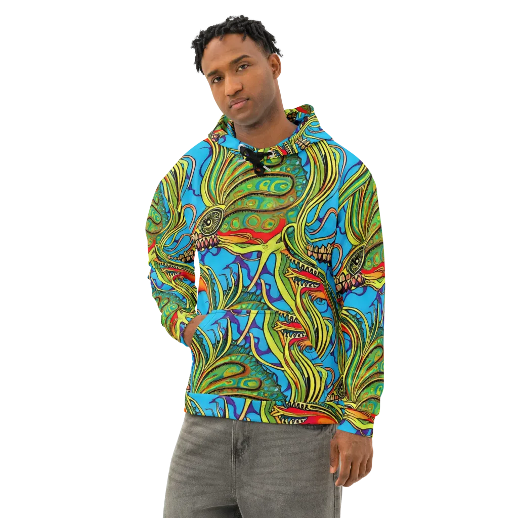 Psychedelic, Ettore Tito on Cotton Hoodie — Left Front