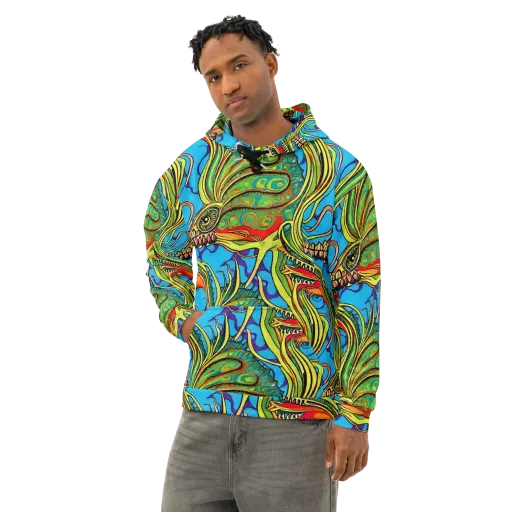 Psychedelic, Ettore Tito on a Cotton Hoodie