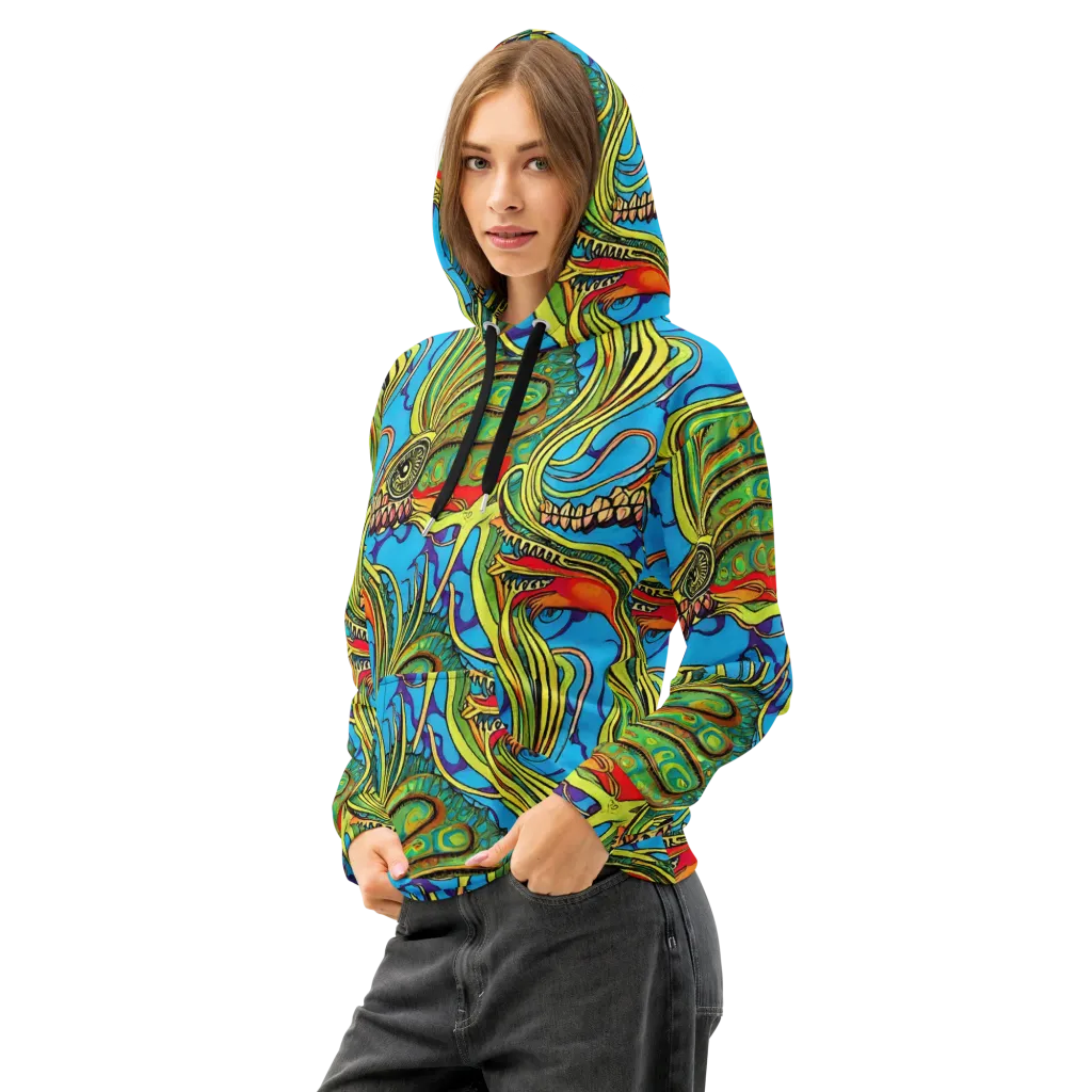 Psychedelic, Ettore Tito on Cotton Hoodie — Left Front