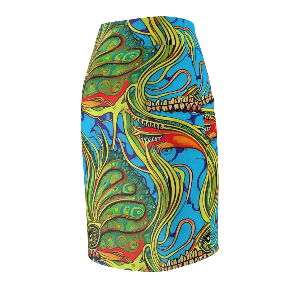 Psychedelic, Ettore Tito on Pencil Skirt — Back Side