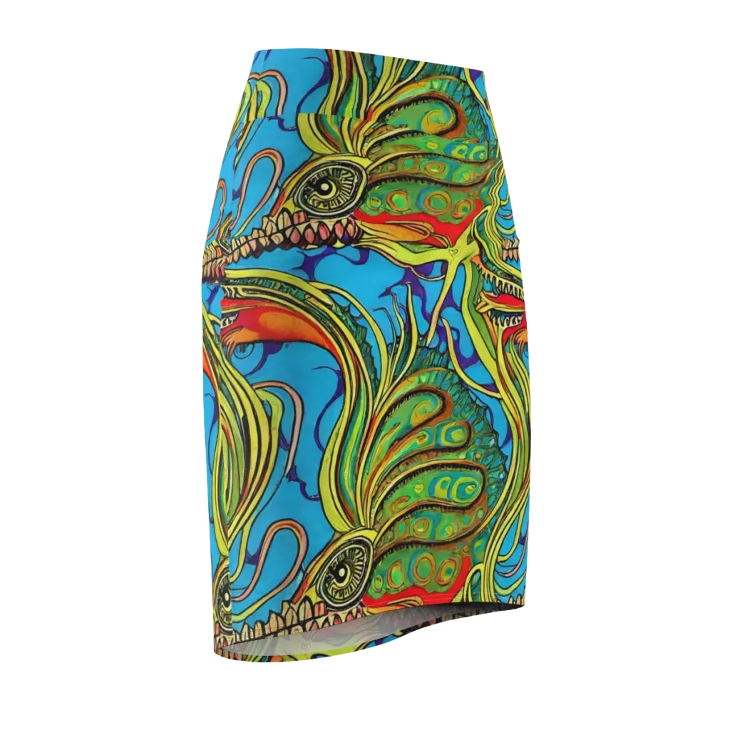 Psychedelic, Ettore Tito on Pencil Skirt — Front Side