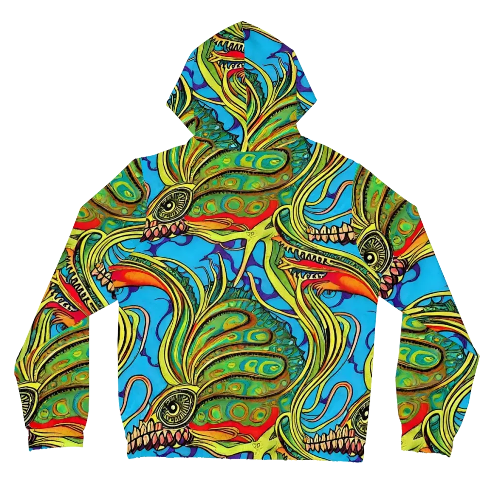 Psychedelic, Ettore Tito on Women's Full-Zip Hoodie — Back