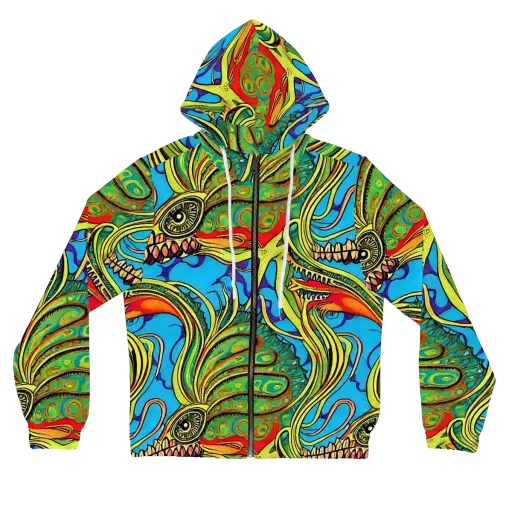 Psychedelic, Ettore Tito on a Women's Full-Zip Hoodie