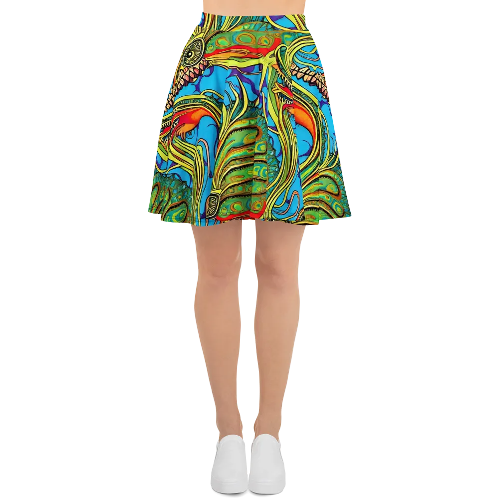 Psychedelic, Ettore Tito on Skater Skirt — Front
