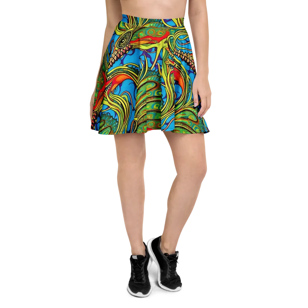 Psychedelic, Ettore Tito on Skater Skirt — Front
