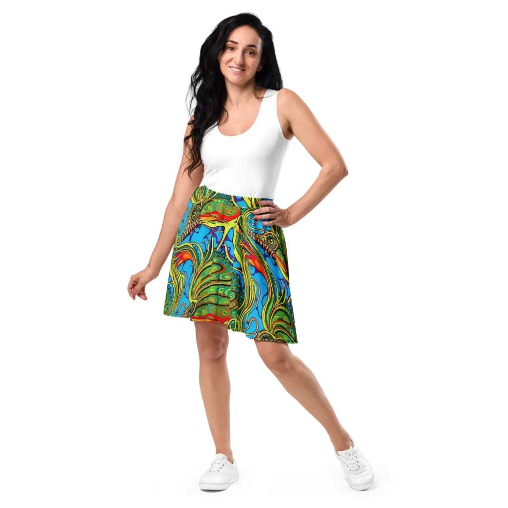 Psychedelic, Ettore Tito on Skater Skirt — Front