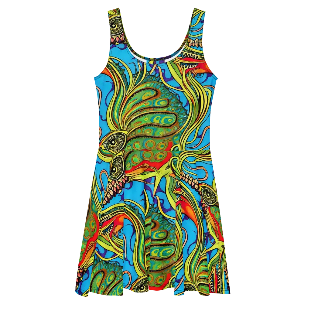 Psychedelic, Ettore Tito on Skater Dress — Front