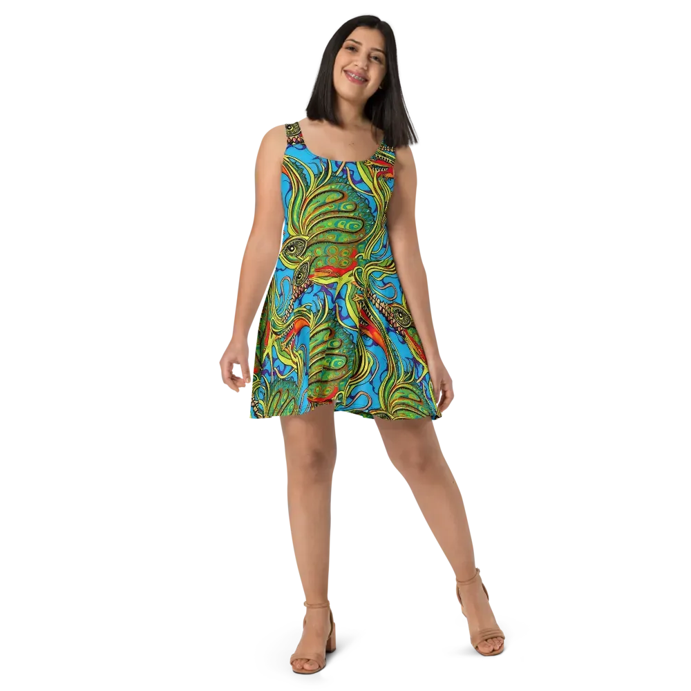 Psychedelic, Ettore Tito on Skater Dress — Front