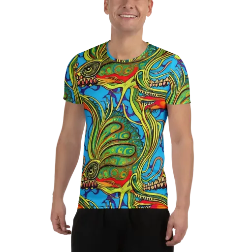Psychedelic, Ettore Tito on a Men's Athletic T-Shirt