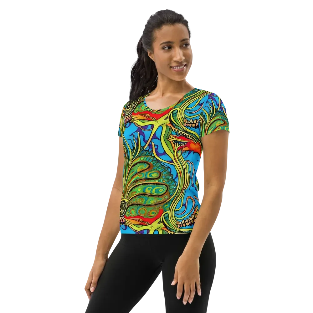 Psychedelic, Ettore Tito on Women's Athletic T-Shirt — Left