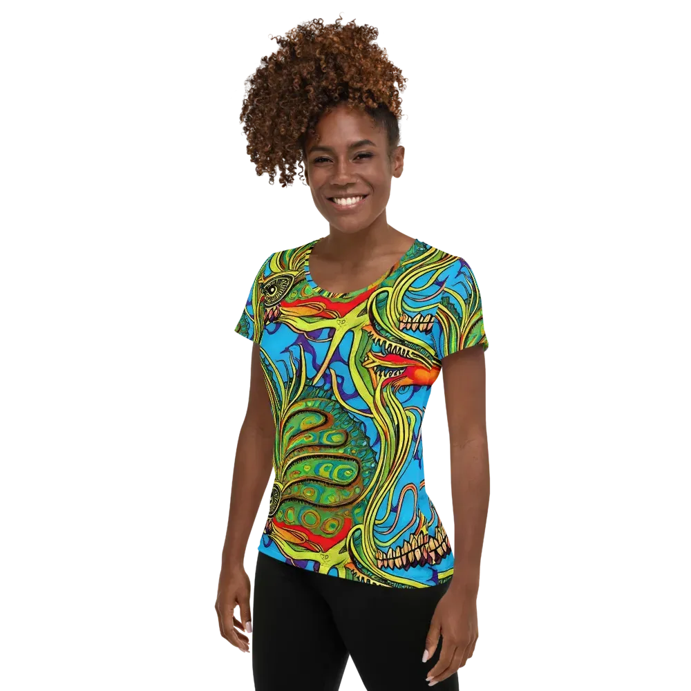 Psychedelic, Ettore Tito on Women's Athletic T-Shirt — Left