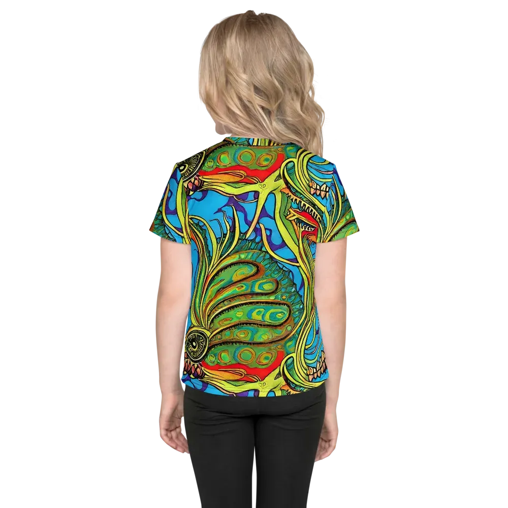 Psychedelic, Ettore Tito on Kids Crew Neck T-Shirt — Back