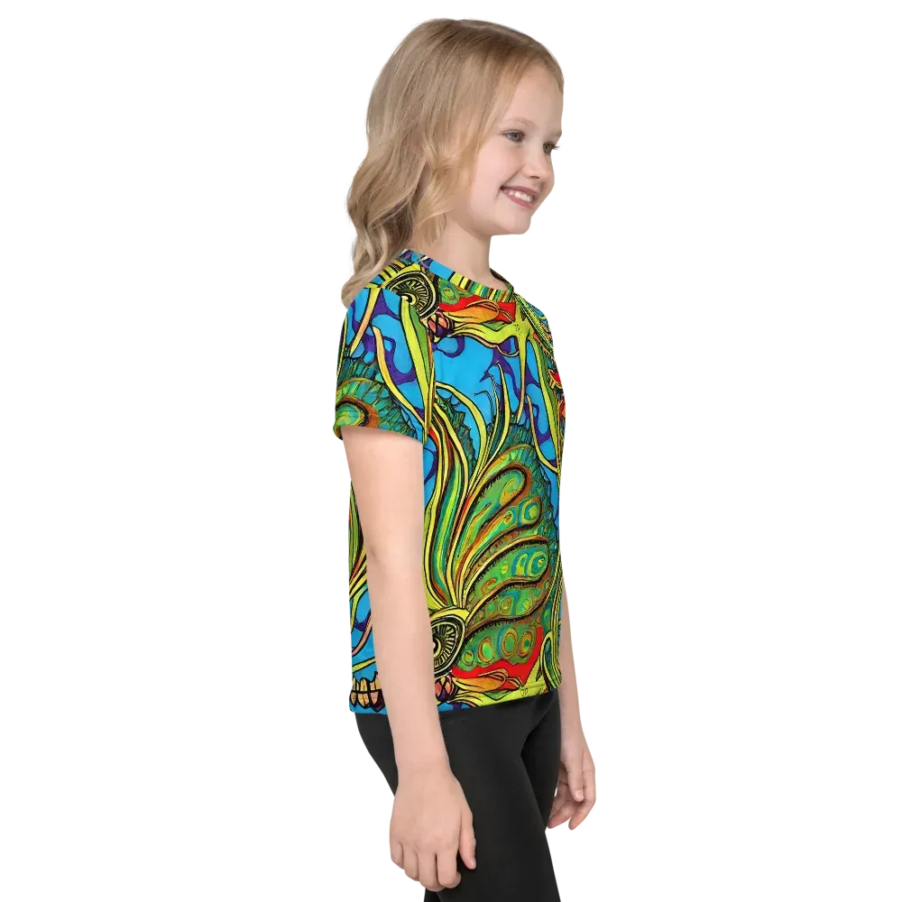 Psychedelic, Ettore Tito on Kids Crew Neck T-Shirt — Right