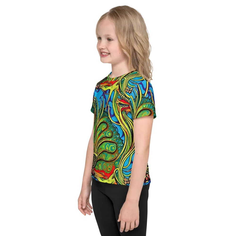 Psychedelic, Ettore Tito on Kids Crew Neck T-Shirt — Left