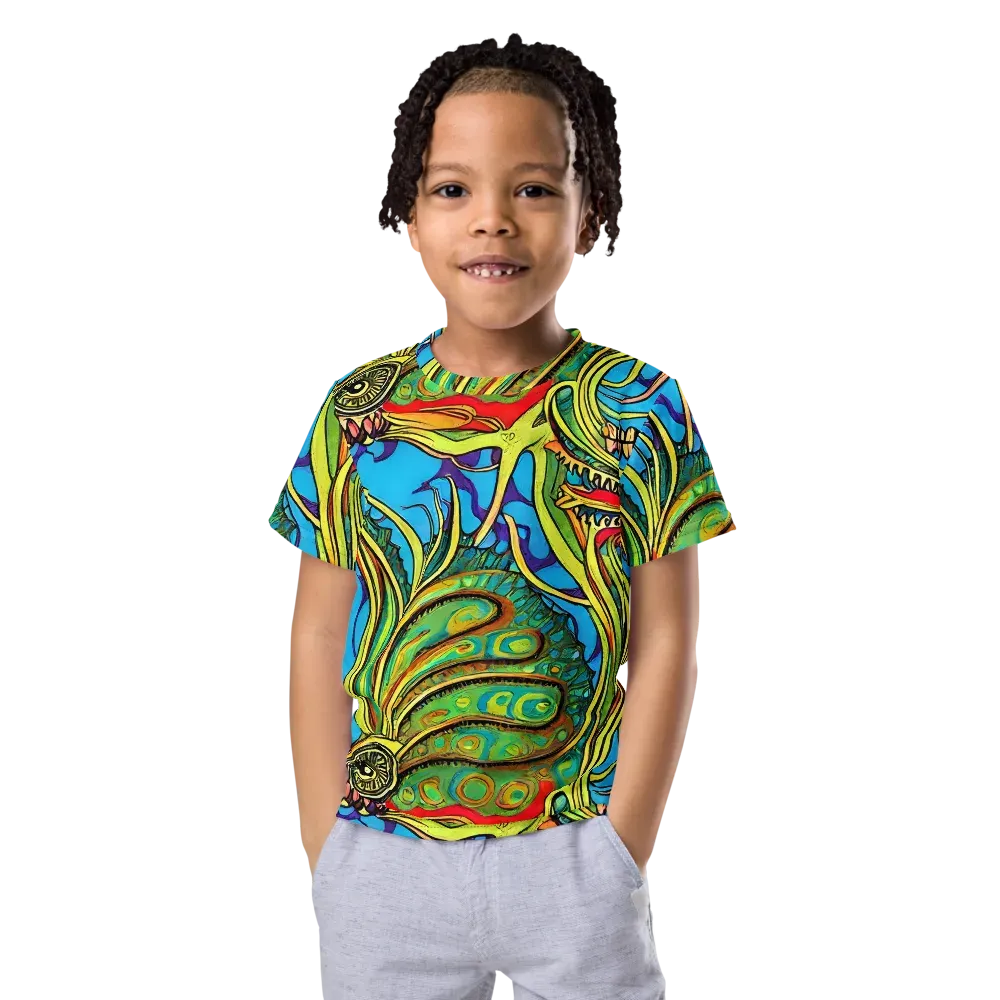 Psychedelic, Ettore Tito on Kids Crew Neck T-Shirt — Front