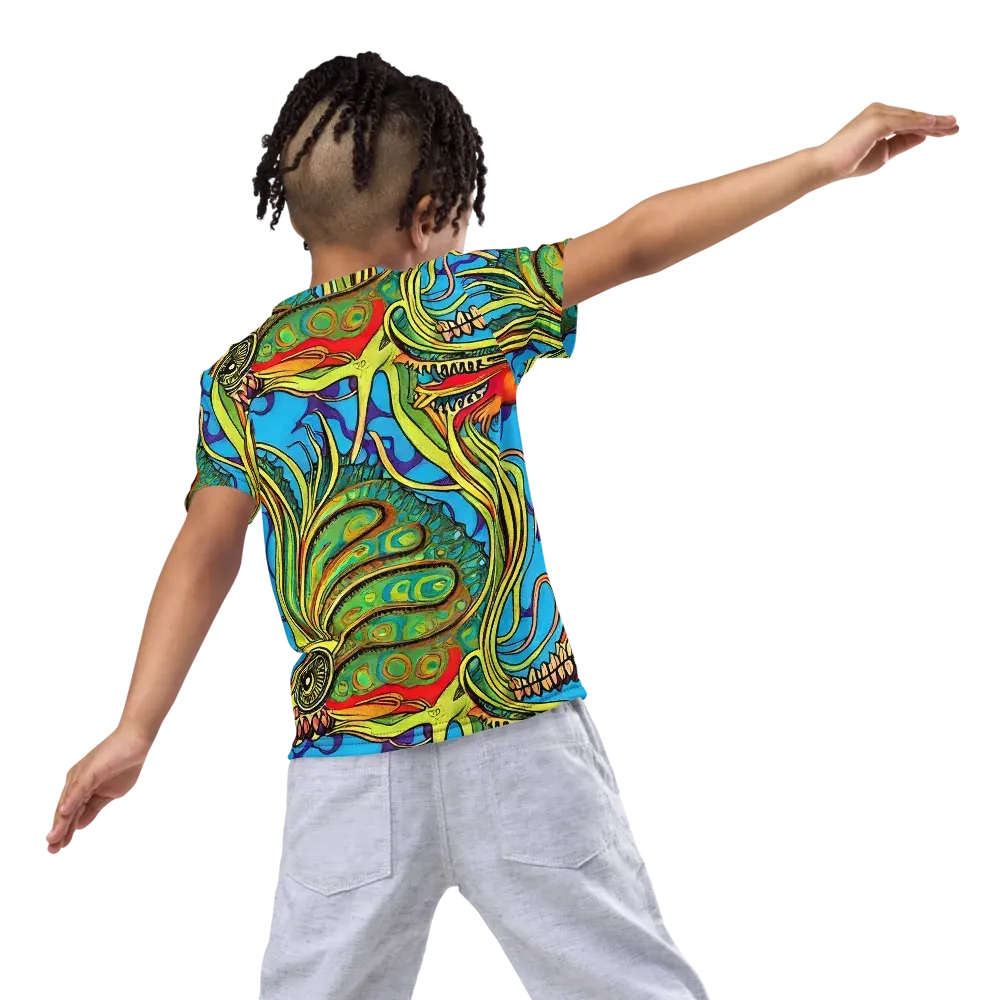 Psychedelic, Ettore Tito on Kids Crew Neck T-Shirt — Back