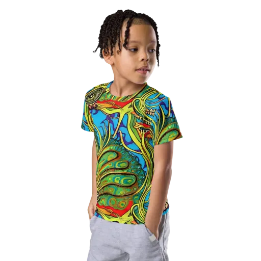 Psychedelic, Ettore Tito on a Kids Crew Neck T-Shirt