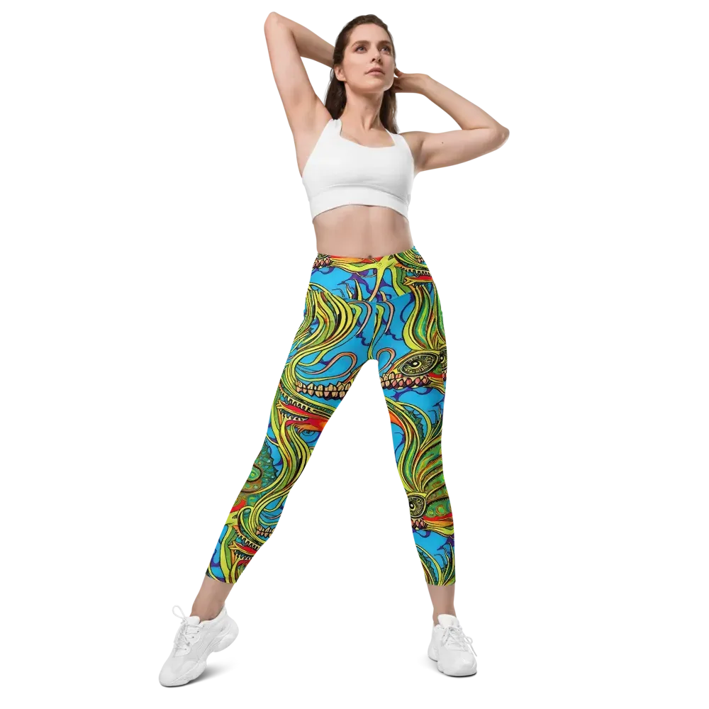 Psychedelic, Ettore Tito on Leggings with Pockets — Front
