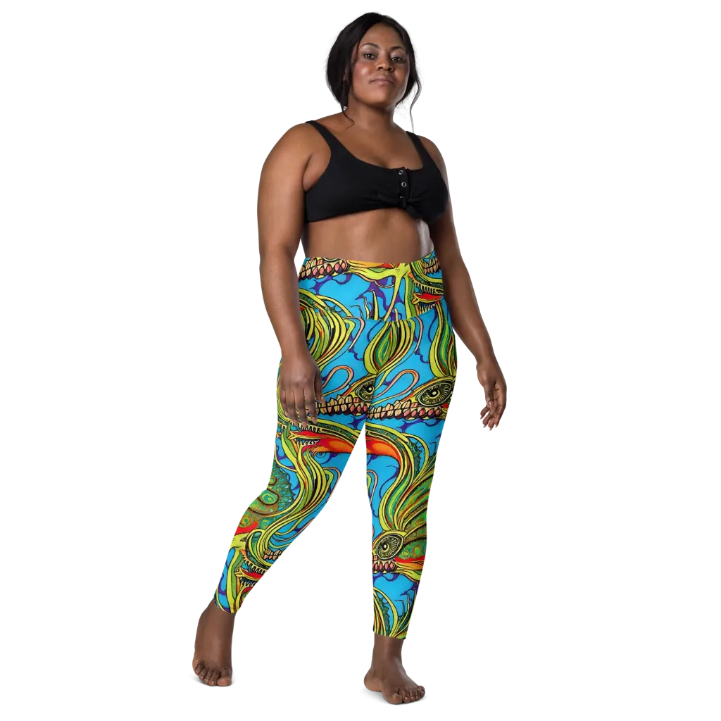 Psychedelic, Ettore Tito on Leggings with Pockets — Front