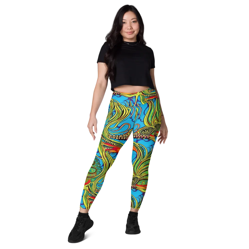 Psychedelic, Ettore Tito on Leggings with Pockets — Front