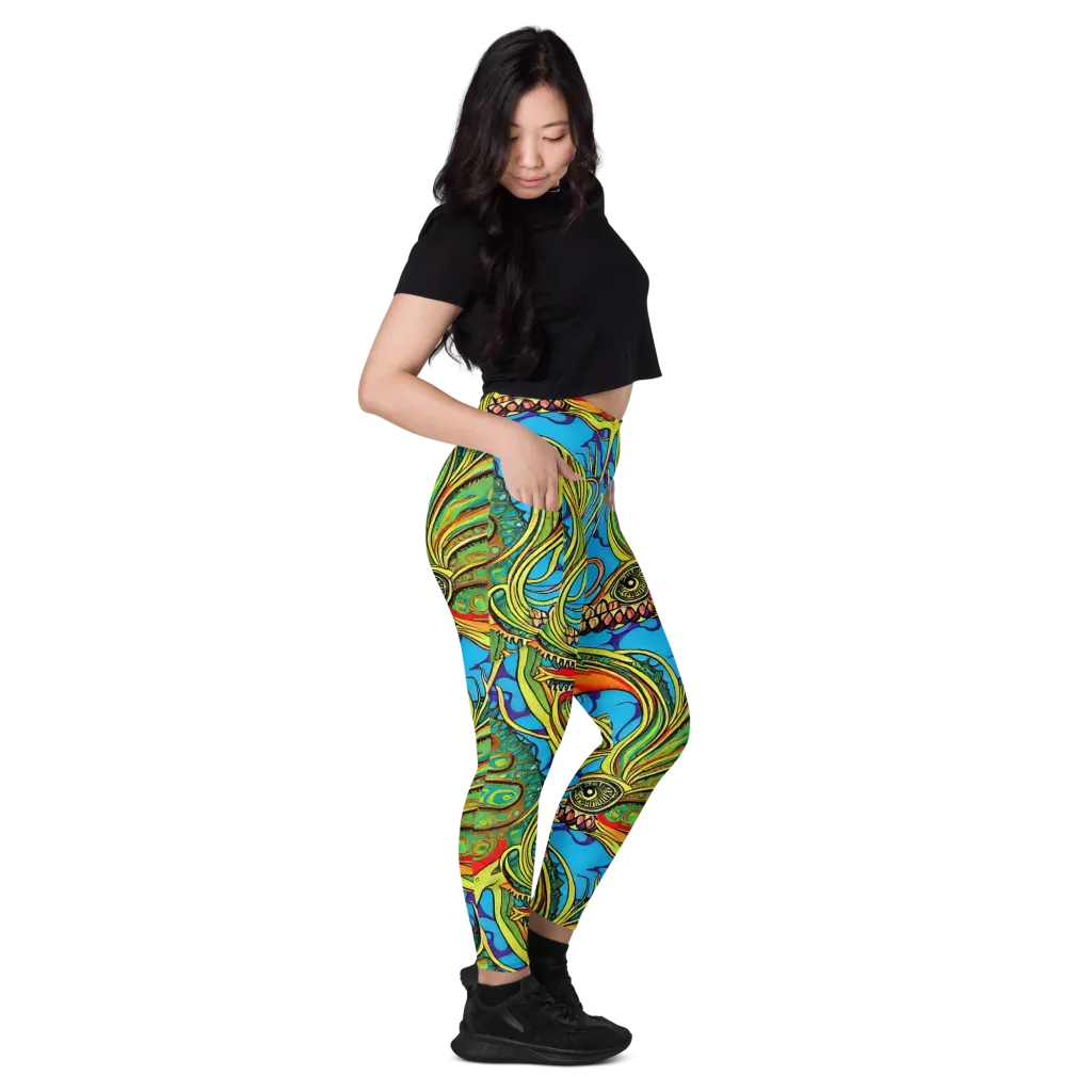 Psychedelic, Ettore Tito on Leggings with Pockets — Right