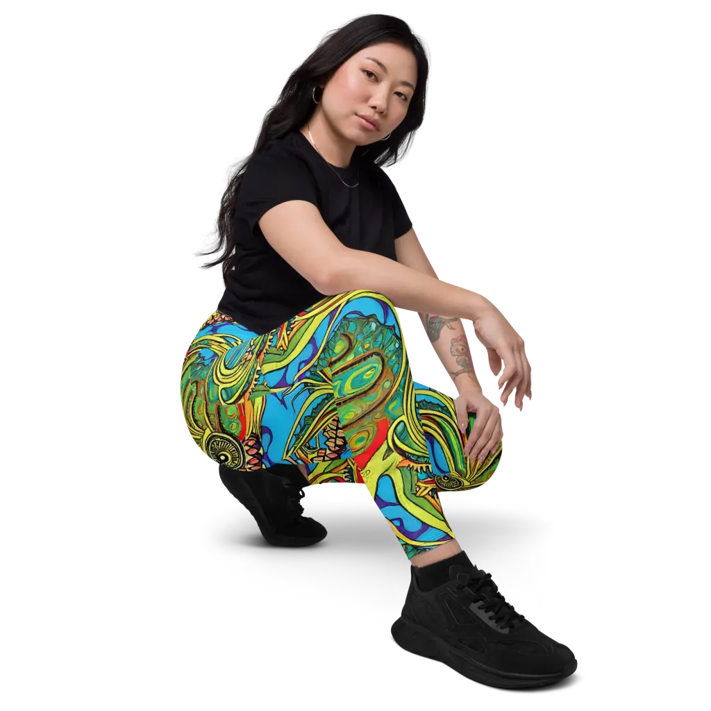 Psychedelic, Ettore Tito on Leggings with Pockets — Right Front