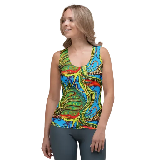 Psychedelic, Ettore Tito on a Women's Tank Top