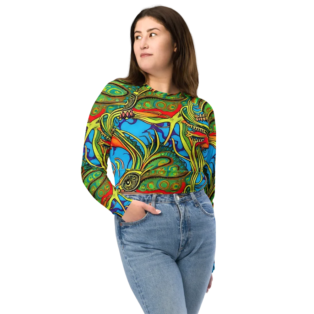 Psychedelic, Ettore Tito on Long Sleeve Crop Top — Front