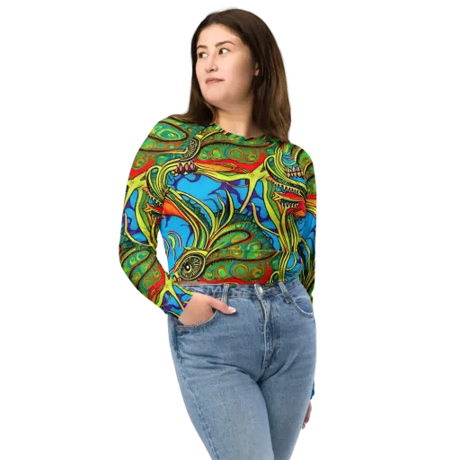 Psychedelic, Ettore Tito on a Long Sleeve Crop Top