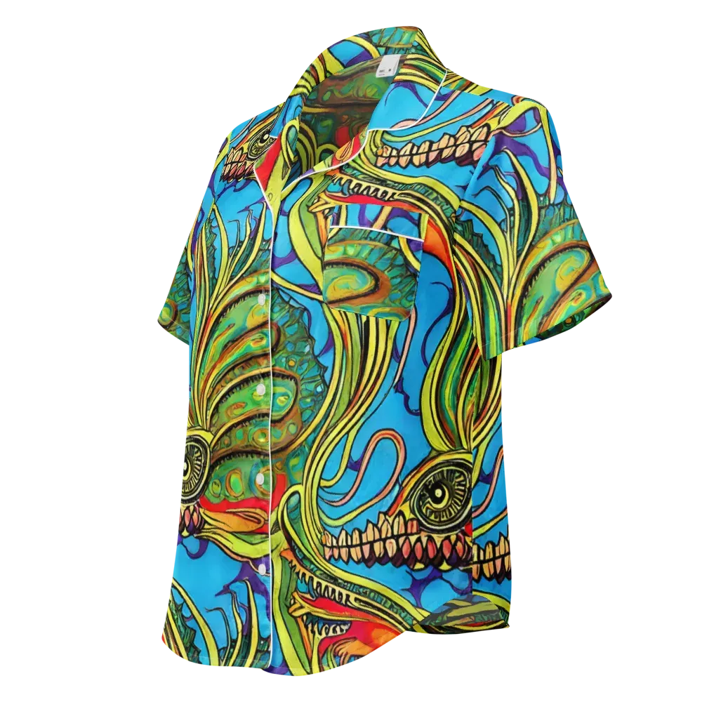 Psychedelic, Ettore Tito on Women's Short Sleeve Pajama Top — Left Front