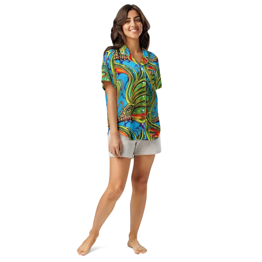 Psychedelic, Ettore Tito on Women's Short Sleeve Pajama Top — Front