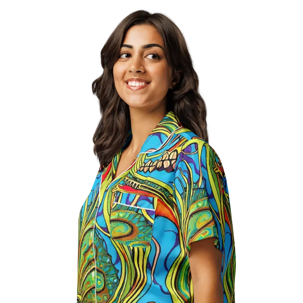 Psychedelic, Ettore Tito on Women's Short Sleeve Pajama Top — Left Front