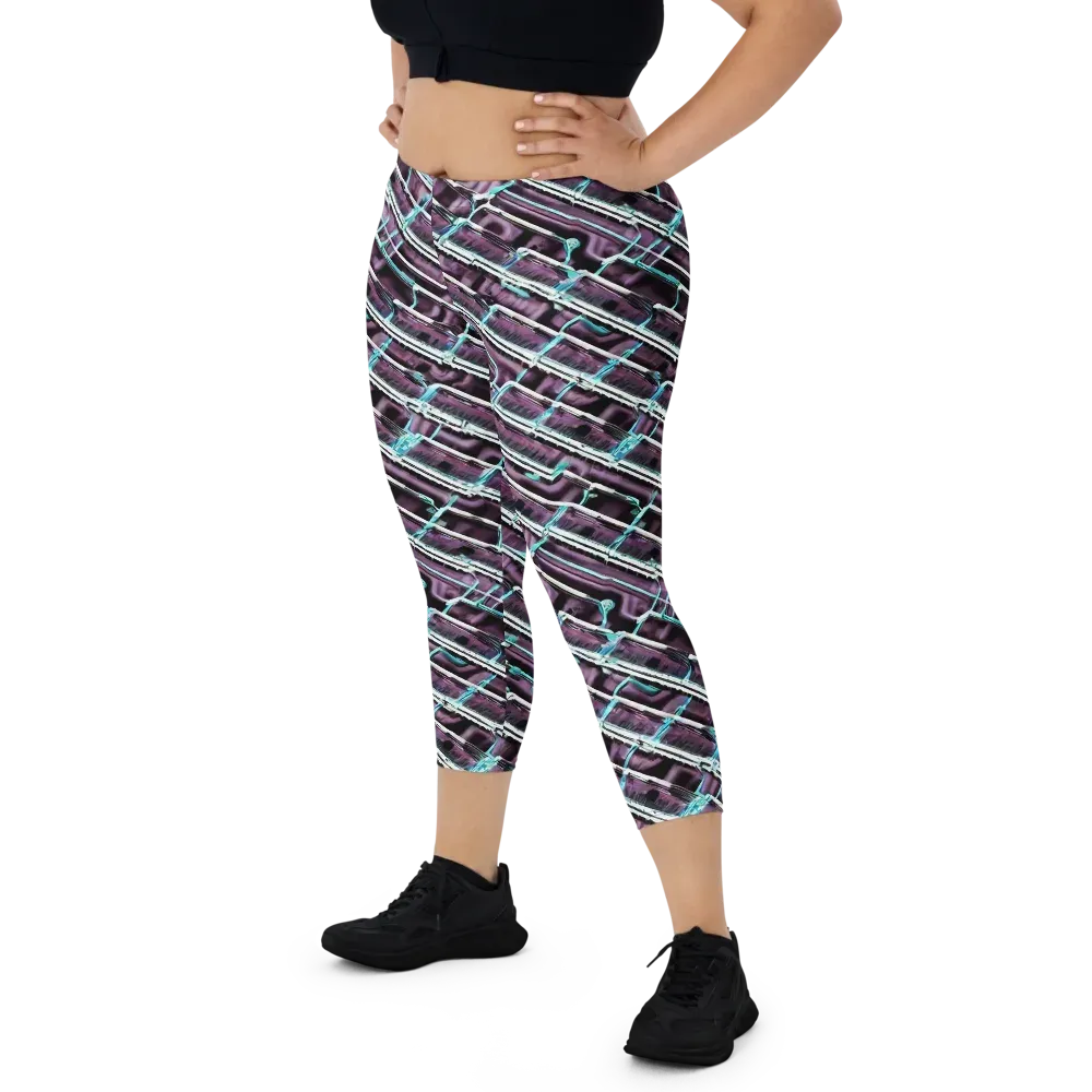 Trendy, Fashionable, Optical Illusion on Capri Leggings — Front