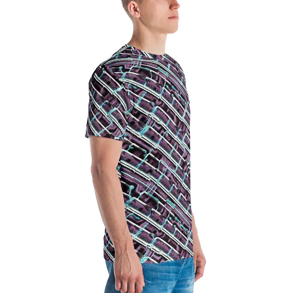 Trendy, Fashionable, Optical Illusion on Men's Crew Neck T-Shirt — Right