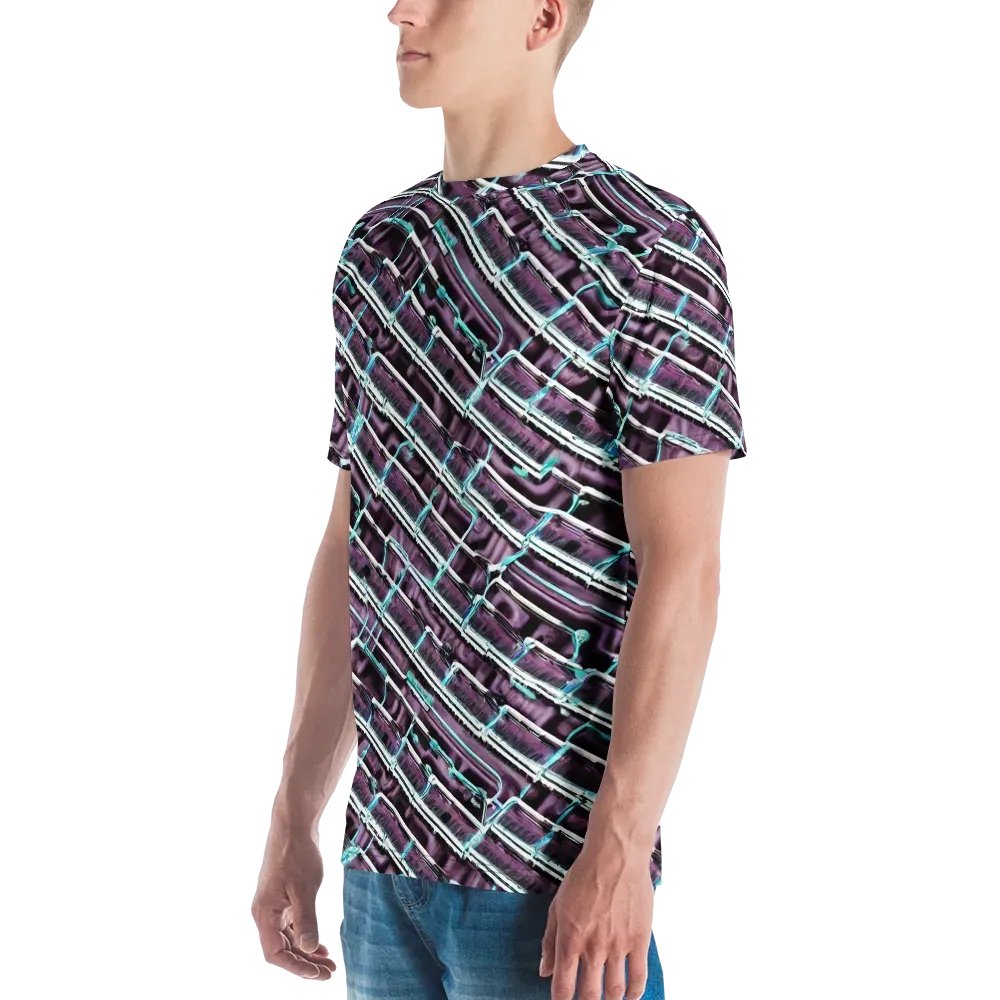 Trendy, Fashionable, Optical Illusion on Men's Crew Neck T-Shirt — Left