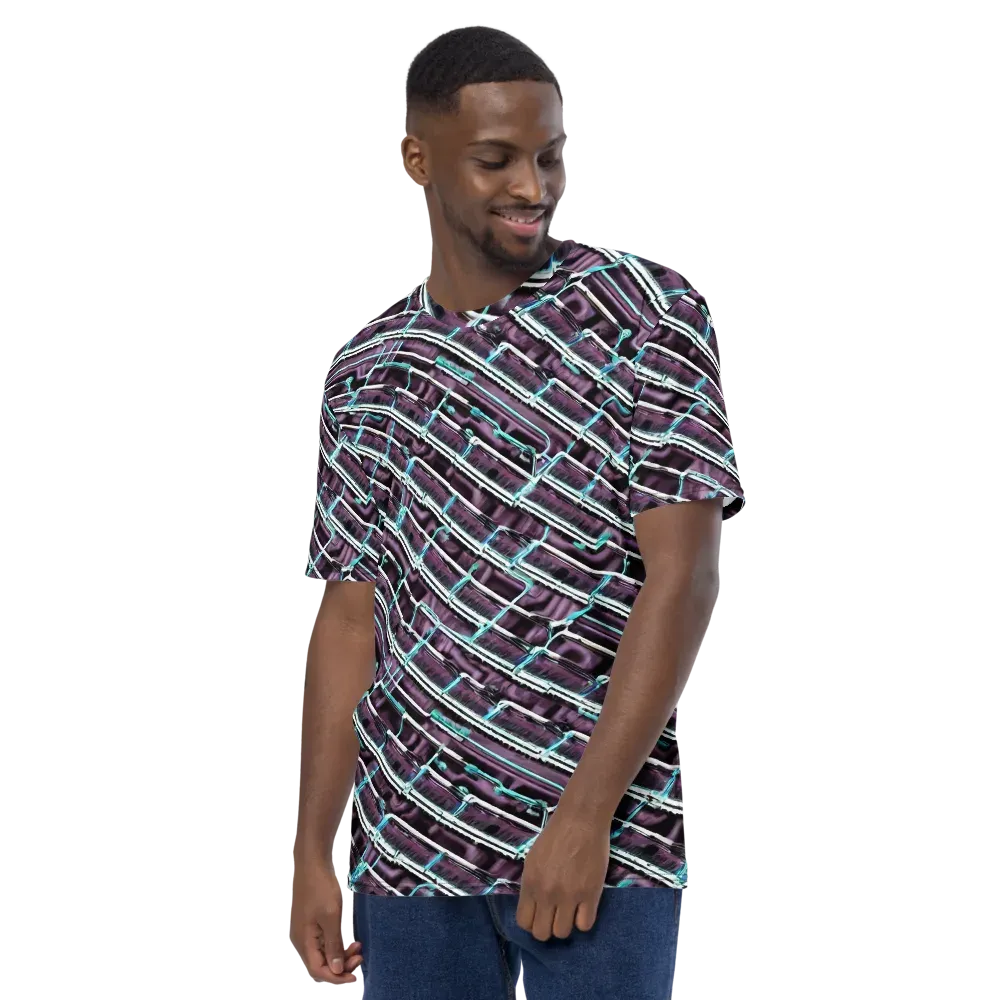 Trendy, Fashionable, Optical Illusion on Men's Crew Neck T-Shirt — Left