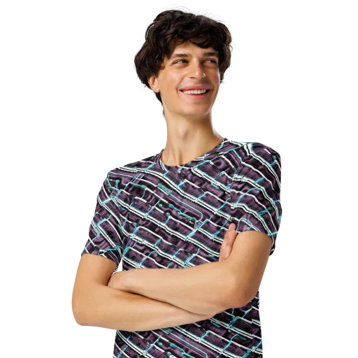 Trendy, Fashionable, Optical Illusion on a Men's Crew Neck T-Shirt