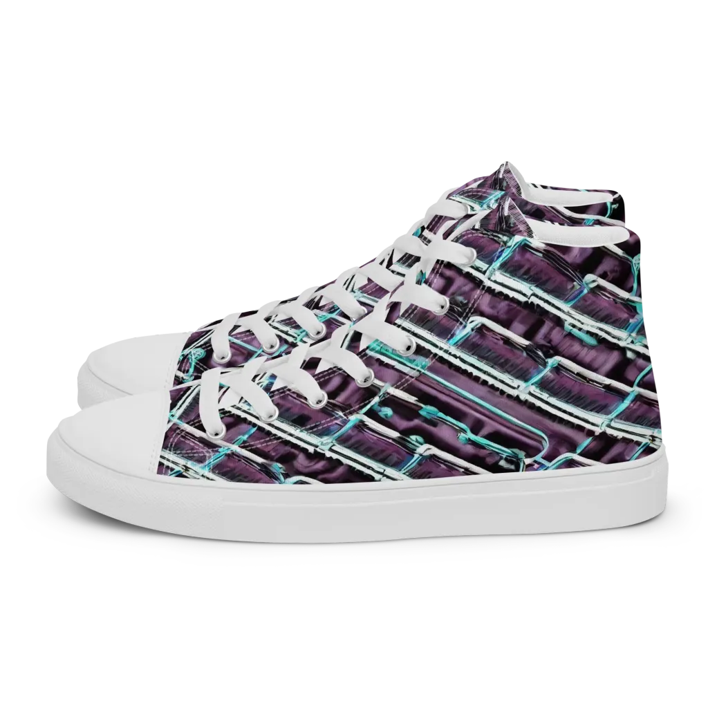 Trendy, Fashionable, Optical Illusion on Men's High Top Canvas Shoes — Left