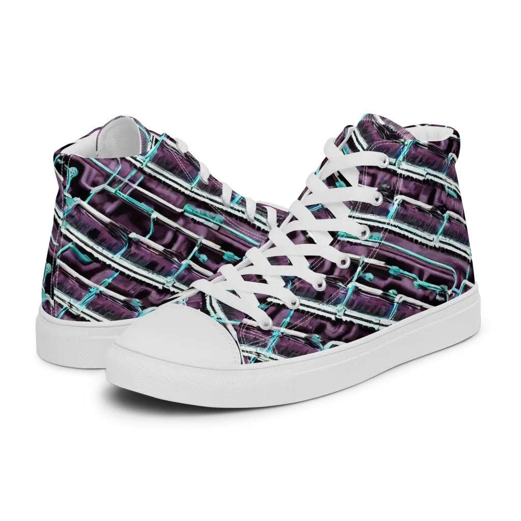 Trendy, Fashionable, Optical Illusion on Men's High Top Canvas Shoes — Left
