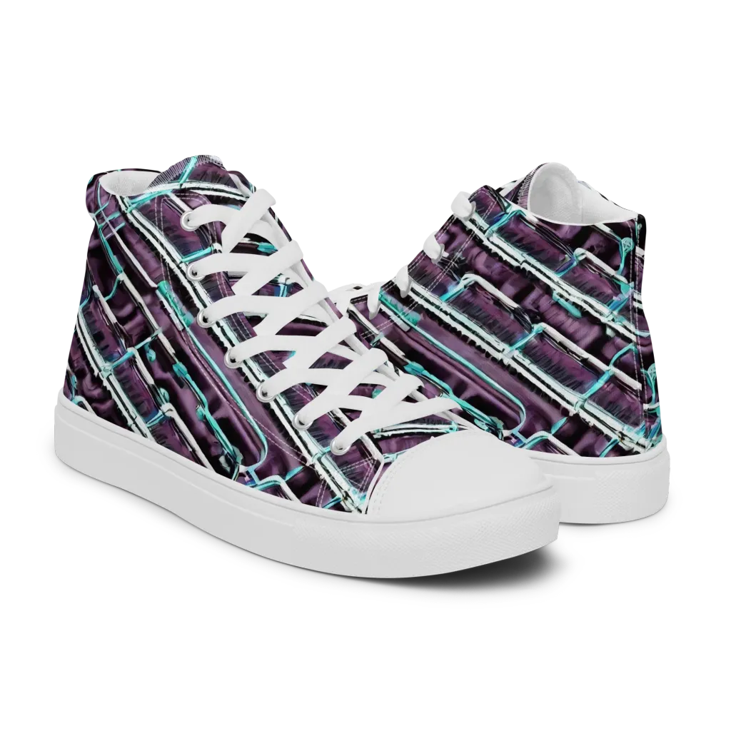 Trendy, Fashionable, Optical Illusion on Men's High Top Canvas Shoes — Right