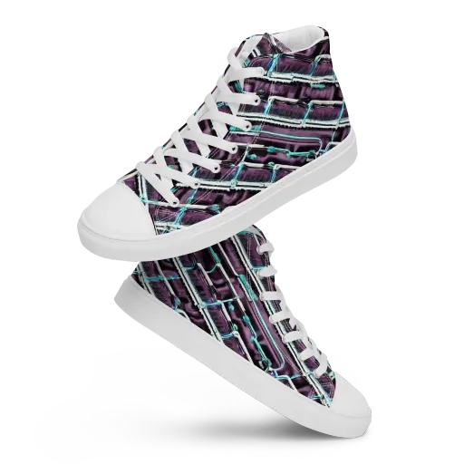 Trendy, Fashionable, Optical Illusion on a Men's High Top Canvas Shoes