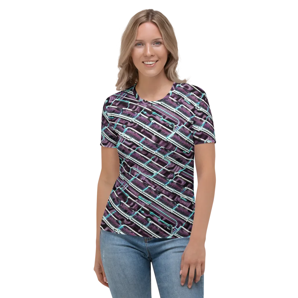 Trendy, Fashionable, Optical Illusion on Women's Crew Neck T-Shirt — Front