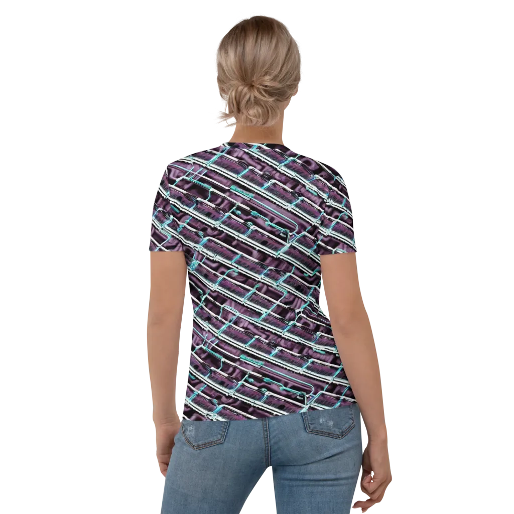 Trendy, Fashionable, Optical Illusion on Women's Crew Neck T-Shirt — Back