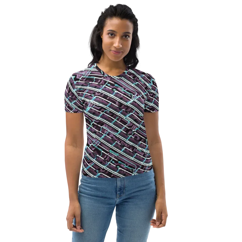 Trendy, Fashionable, Optical Illusion on Women's Crew Neck T-Shirt — Front
