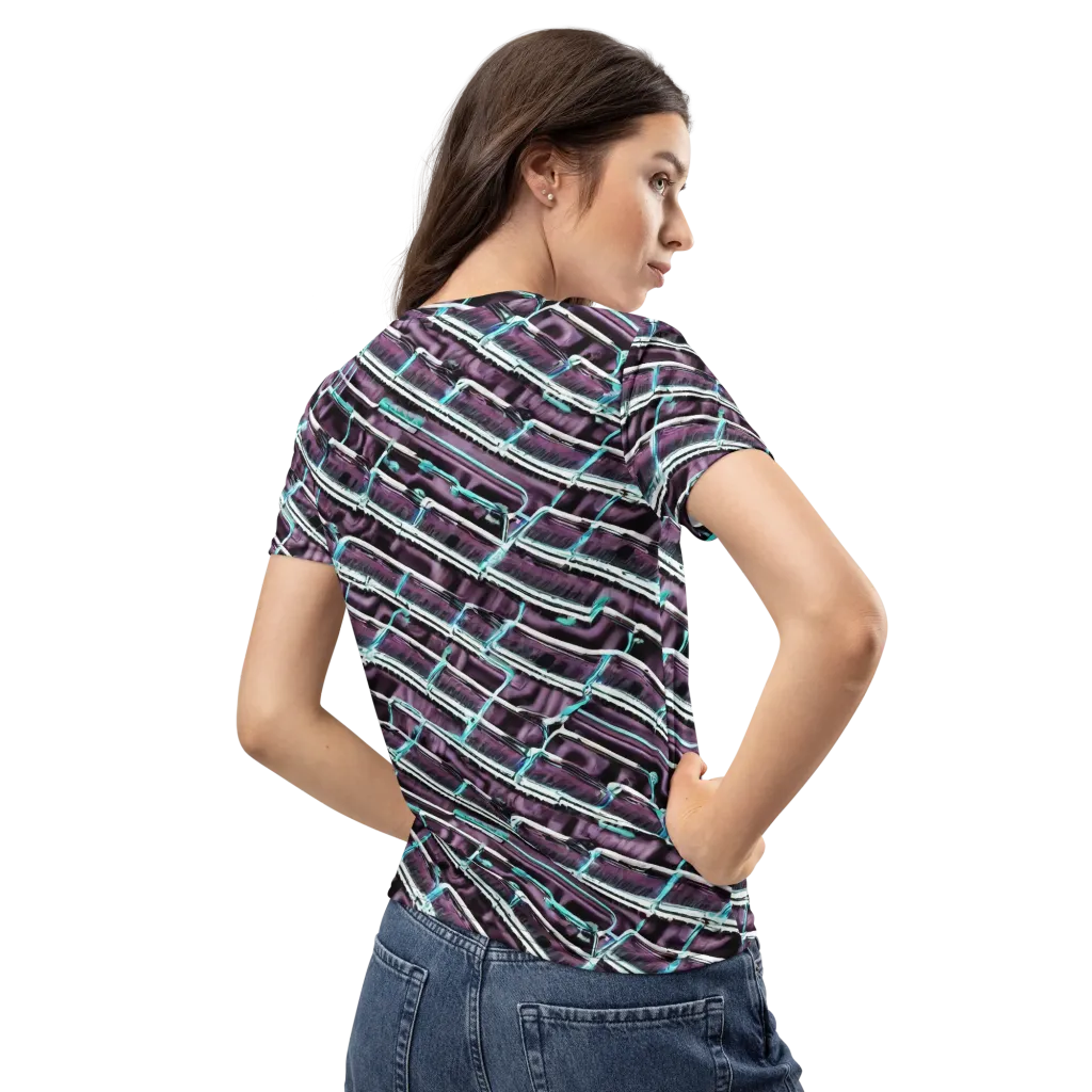 Trendy, Fashionable, Optical Illusion on Women's Crew Neck T-Shirt — Back
