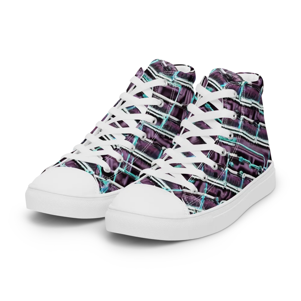 Trendy, Fashionable, Optical Illusion on Women's High Top Canvas Shoes — Left Front