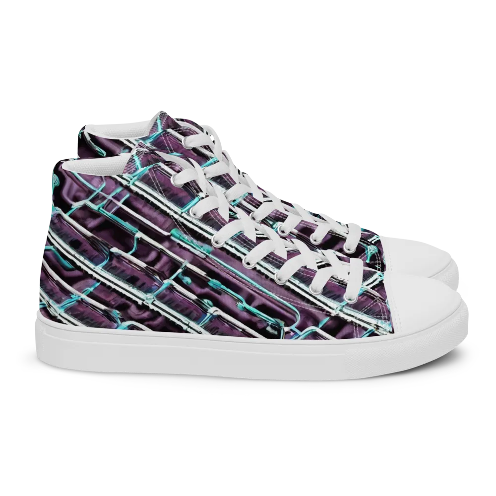 Trendy, Fashionable, Optical Illusion on Women's High Top Canvas Shoes — Right