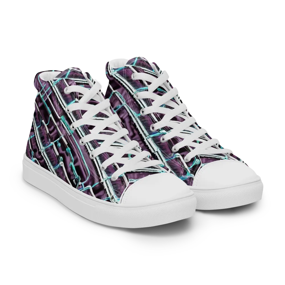 Trendy, Fashionable, Optical Illusion on Women's High Top Canvas Shoes — Right Front